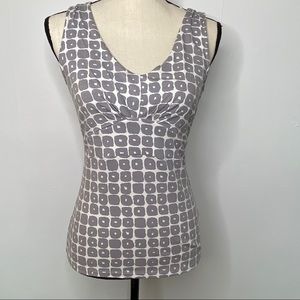 Boden Gray and White Geometric Sleeveless Top 6